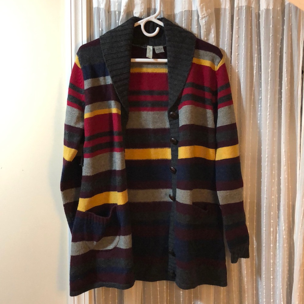 Striped cardigan wool sweater